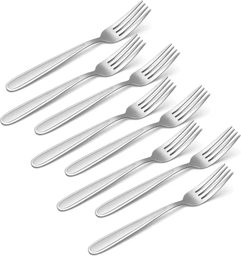 Vista 4 de Oneida H001006BL20 Jordan Sandblasted Everyday Tenedores de cena, juego de 6 sandblasted finish, platinum trim dishwasher safe cutlery set for