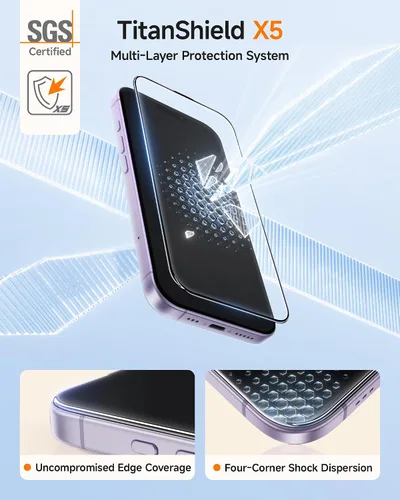 Vista 4 de SMARTDEVIL Paquete de 3 protectores de pantalla para iPhone 17, vidrio templado óptico transparente 9H, 2 veces resistencia a los impactos