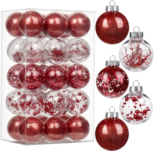 Vista 12 de Briful Bolas de Navidad de plástico transparente inastillables de 3.150 in/3.15 pulgadas, juego de bolas de Navidad decorativas transparentes