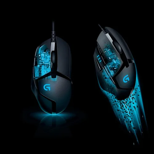 Vista 5 de Logitech G 402 Hyperion Fury Mouse para juegos con cable, 4,000 DPI, ligero, 8 botones programables, compatible con PCMac, color negro