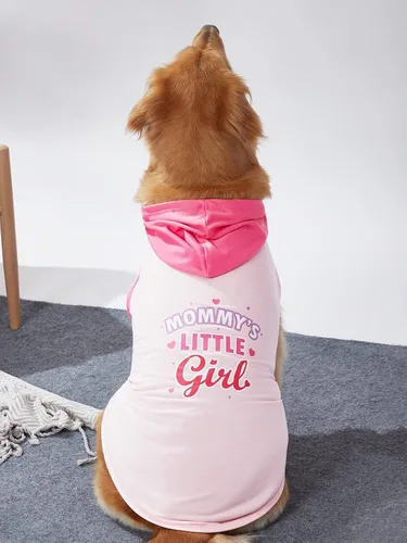 Vista 7 de QWINEE Camiseta sin mangas con capucha para perro con estampado de letras, chaleco sin mangas con capucha para gatos, cachorros, ropa elástica