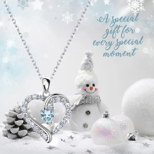 Vista 2 de Collares de joyería de corazón para mujer, plata de ley 925, collar de piedra natal, regalos de cumpleaños para mujeres, esposa, mamá