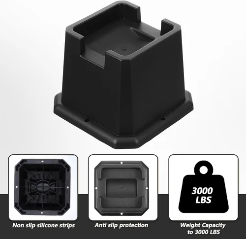 Vista 3 de Paquete de 4 elevadores de cama de 3 pulgadas, elevadores de cama resistentes, se adaptan a ruedas de muebles, sofá, mesa y sofá, color negro