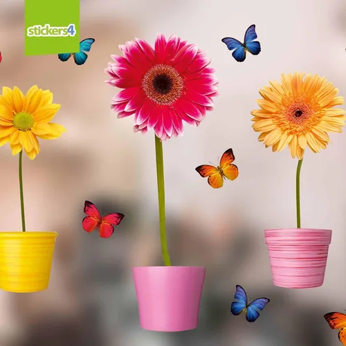 Vista 6 de 10 adhesivos de resorte para ventanas de vidrio con 20 calcomanías de mariposa para ventana, calcomanías de flores grandes, calcomanías de primavera