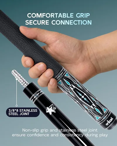 Vista 3 de CRICAL CXD Series Carbon Fiber Pool Cue, Low Deflection 12.5mm tip, Pro Taper shaft, precise control, easy stroke feel for adults