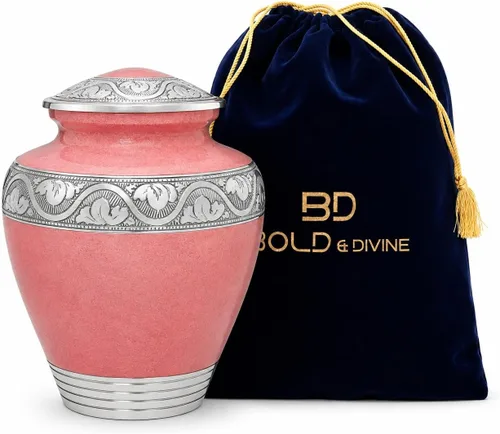 Vista 9 de BOLD&DIVINE Urna texturizada de esmalte perlado Urna conmemorativa texturizada de gránulo divino para cenizas humanas, funeral, entierro