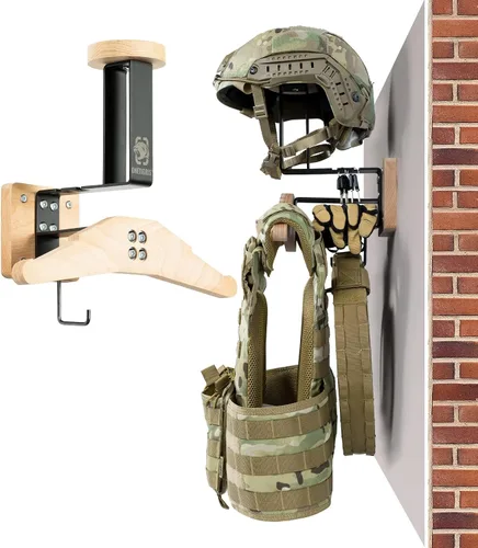 Vista 15 de OneTigris Soporte de Pared para Casco de Motocicleta, Soporte de Equipo Táctico con Soporte para Casco y Colgador de Portaplacas, Organizador