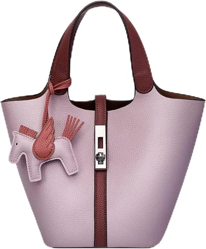 Vista 30 de Bolso de mano para mujer, de piel vegana, bolso de mano con asa superior, bolso de hombro con bolso pequeño desmontable