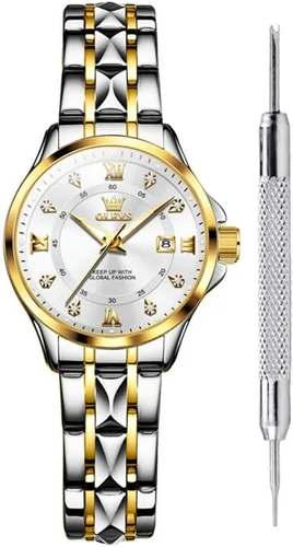 Vista 9 de OLEVS Classic Watches for Women Analog Quartz Watch Stainless Steel Rugged Waterproof Watches Unique Calendar Date Business Wrist Watch