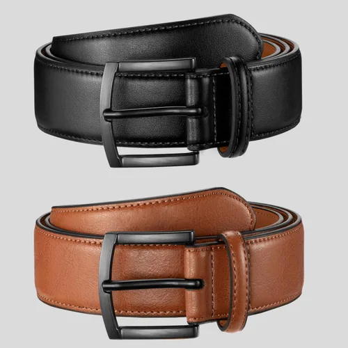 Vista 7 de Zitahli Cinturón para hombre, paquete de 2 unidades, diseño de cinturón de cuero para trabajo, negocios y pantalones de golf casuales, accesorios