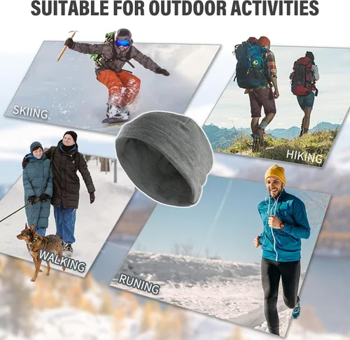 Vista 5 de Merino Protect 100% Merino Wool Beanie for Men Women Winter Warm Double-Layered Cuffed Hats Knit Soft Cap Skiing Skating
