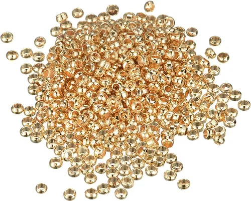 Vista 31 de uxcell 1000 cuentas redondas de engarzado, cuentas espaciadoras de extremo de crimpado de 0.079 pulgadas, pequeños tapones para hacer pulseras