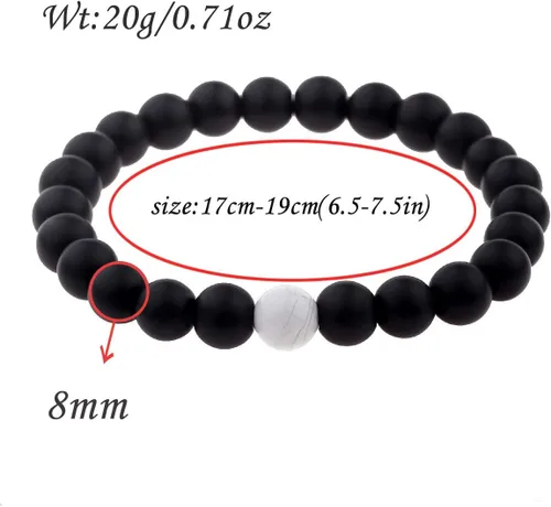 Vista 5 de CNLQ - Pulseras de larga distancia para parejas, regalo a juego, ágata mate de 0.315 in, cuentas de piedra (rojo elástico)