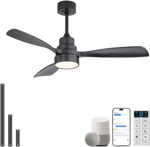 Vista 29 de Sofucor Ventiladores de Techo de 48 Pulgadas con Luces y Control Remoto - Ventilador de Techo Moderno de Montaje al Ras y Montaje con Varilla