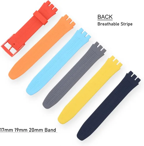Vista 4 de Lijinlan Correa de silicona de repuesto para Swatch de 0.669 in, 0.748 in, 0.787 in, correa de reloj impermeable para Swatch