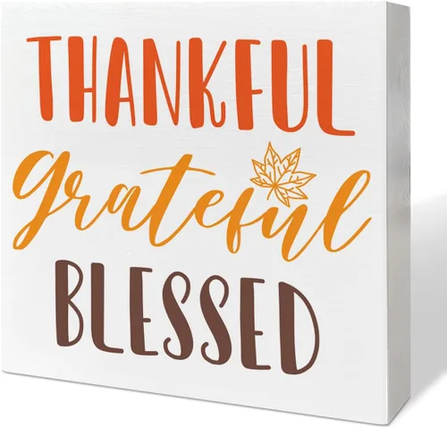Vista 7 de Decoración de mesa de otoño, caja de madera, decoración de mesa cristiana de otoño para el hogar, oficina, cosecha, decoración de escritorio de A1