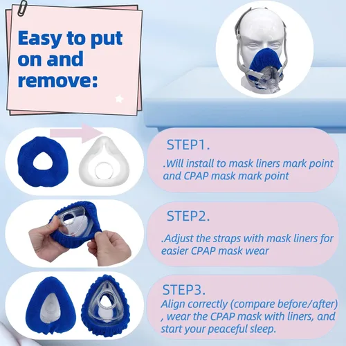 Vista 3 de Paquete de 4 mascarillas F20 CPAP compatibles con mascarilla facial completa F20 de tamaño pequeño, suave y transpirable, reduce el rendimiento