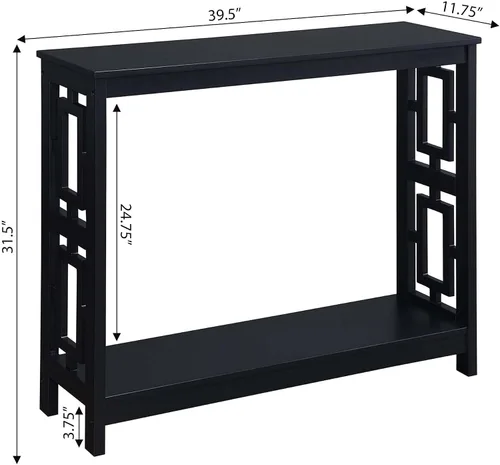 Vista 3 de Convenience Concepts Town - Mesa consola cuadrada con estante, color negro