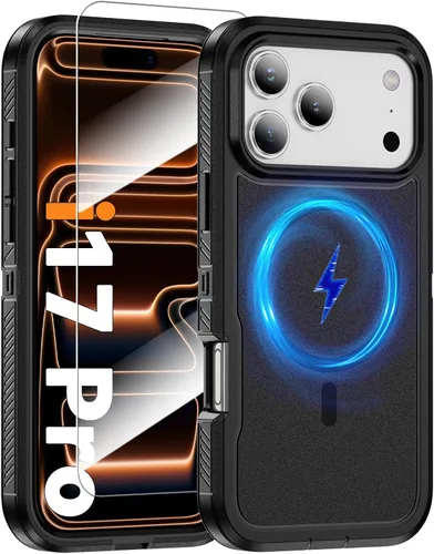Vista 13 de Funda magnética para iPhone 13/iPhone 14 [compatible con Magsafe] [protector de pantalla de vidrio] [protección de grado militar de doble capa]