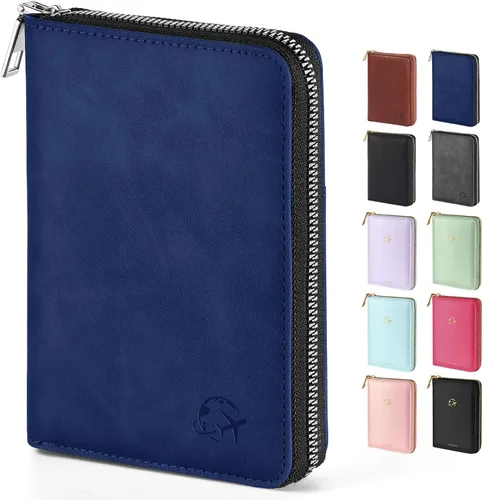 Vista 21 de Forvencer Funda para pasaporte con cierre de cremallera seguro, cartera de pasaporte premium para viajes, bonita funda de tarjeta de bloqueo RFID