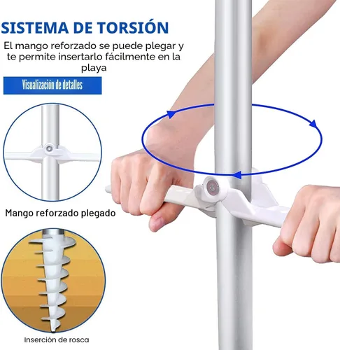 Vista 5 de Ammsun 2017 Sombrilla de playa plegable de 6 pies con bolso de transporte portátil, con revestimiento de plata en el interior, FPS 50+