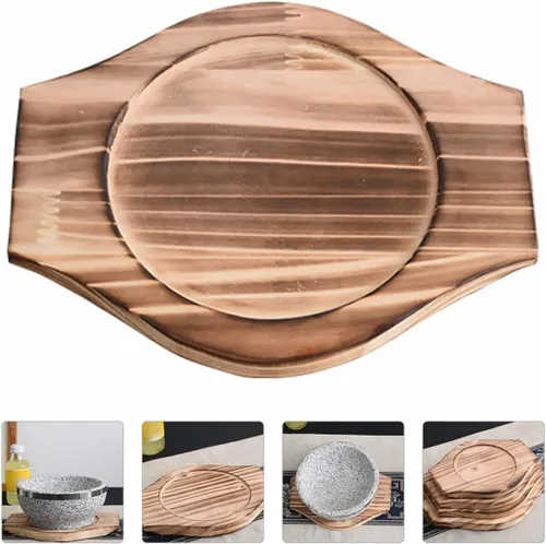 Vista 9 de BESTonZON Bandeja de madera para salvamanteles de hierro fundido