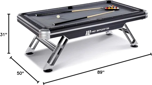 Vista 19 de MD Sports Mesa de Billar Titan de 7.5', Mesa de Billar con Bolsillo de Caída, Patas Duraderas de Acero con Juego de Bolas y Tacos de Billar