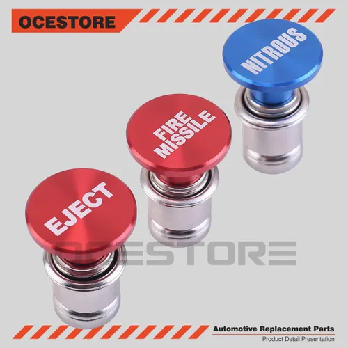 Vista 2 de OCESTORE 3 piezas EJECT FIRE MISSILES NITROUS Botón Encendedor de cigarrillos Billet Tapones de botón de repuesto para fuente de alimentación de 12