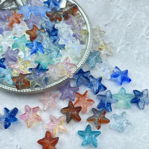 Vista 3 de 60 cuentas de cristal de estrella de mar para hacer joyas, cuentas espaciadoras de vidrio de estrella de mar para aretes, pulseras, collares