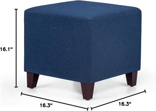 Vista 8 de Adeco Simple British Style Cube Reposapiés otomano banco reposapiés, 16x16x16, azul