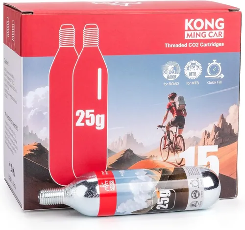 Vista 8 de Cartuchos de CO2 roscados de 0.56 oz/0.88 oz - Cilindro de CO2 para infladores de neumáticos de bicicleta - Gran recarga para neumáticos