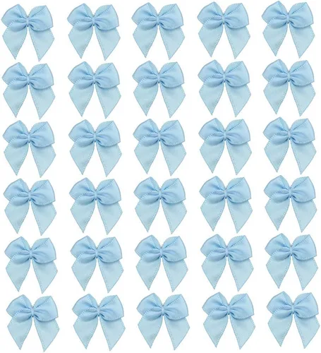 Vista 8 de 7Rainbows, 50 lazos de mini cinta de satén negro con flores y apliques para manualidades DIY, para costura, álbumes de recortes, boda y regalo