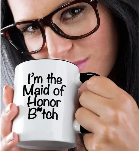 Vista 2 de 3dRose I'M The Maid Of Honor - Taza negra de dos tonos, 11 onzas