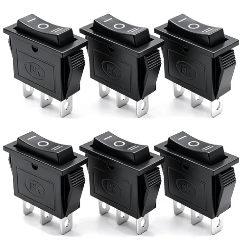 Vista 24 de mxuteuk 5 unids Snap-in AC110/120V Interruptor basculante redondo iluminado Interruptor de alimentación de palanca de barco Luz roja SPST ON-Off 3