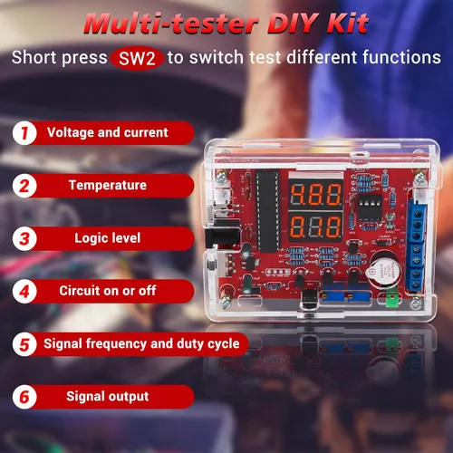 Vista 4 de MiOYOOW Kit de Práctica de Soldadura, Kit de Generador de Señal Ajustable PWM DIY, Probador de Voltaje y Corriente, Kit de Proyecto Electrónico, Kit