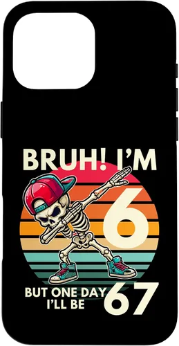 Vista 19 de Bruh I'm 6 But One-Day I'll Be 67 Retro 6th Birthday Kids Case for iPhone XR