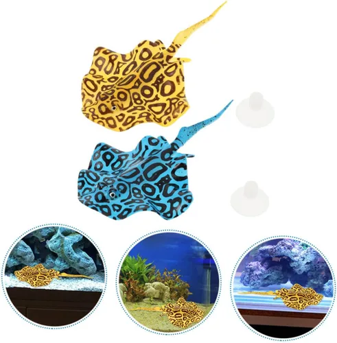 Vista 4 de NOLITOY 2pcs Glowing Silicone Fish Tank Ornaments Realistic Aquarium Decoration for Fish Bowls Safe for