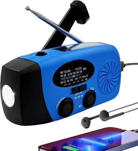 Vista 10 de Radio meteorológica de emergencia con manivela de emergencia de 18500mWh/5000mAh, radios solares iRonsnow NOAA/FM/AM, radio de supervivencia Rojo