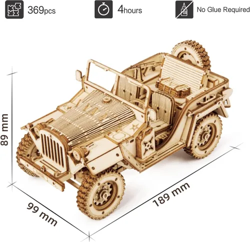 Vista 6 de ROKR Rompecabezas 3D de madera para adultos, modelo de auto mecánico - Kits de construcción de vehículos de bricolaje - Juguetes para ejercitar