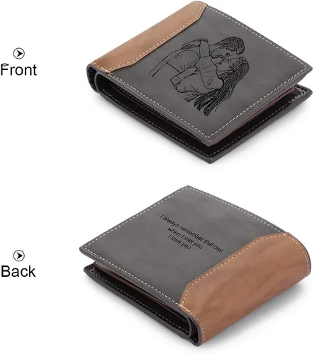 Vista 2 de Personalizado hombres cartera personalizada foto carteras para hombres grabado viaje cartera para padre marido niños regalo del día del padre regalo