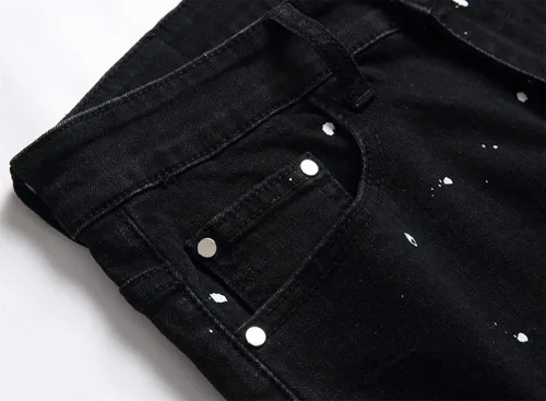 Vista 6 de OIIIO Pantalón Elástico con Parche Rasgado para Hombre de Ajuste Regular
