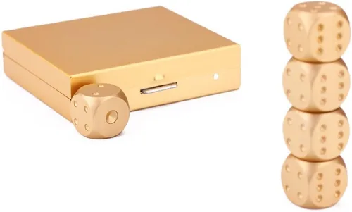 Vista 4 de eoocvt 5 en 1 Aleación de aluminio de precisión Metal sólido dados Poker Party Game Toy Portable Dice Hombre Novio Regalo - Cuadrado Oro