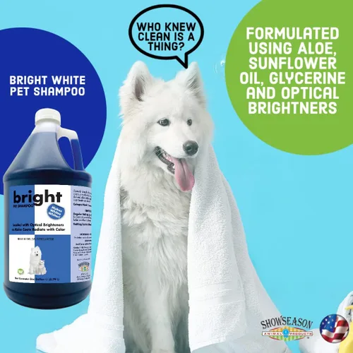 Vista 2 de Champú blanco brillante para mascotas para perros y gatos de 1 galón Sin crueldad Sin parabenos Biodegradable y no tóxico Ilumina todos