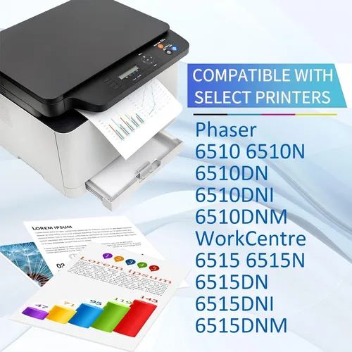 Vista 2 de 6510/6515 Toner Cartridge Compatible for Xerox 6510 6515 106R03476 106R03477 106R03478 106R03479 for Xerox Phaser 6510 6510N 6510DN 6510DNI Black
