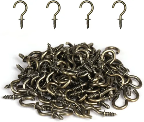 Vista 10 de RELBRO Ganchos de tornillo pequeños de 1/2 pulgada, mini ganchos de metal de rosca, negro, 100 piezas