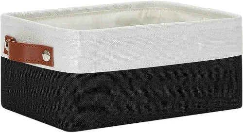 Vista 41 de DULLEMELO Cesta de almacenamiento pequeña para estantes, pequeña cesta plegable de tela rectangular para estantes, armarios, guardería, hogar Beige