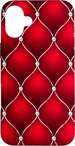 Vista 23 de Red Ombre Quilted Bling Funda para iPhone 17