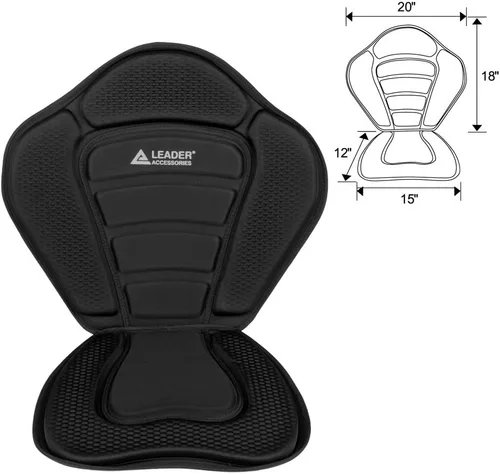 Vista 4 de Asiento para kayak o bote de Leader Accessories de lujo con soporte trasero - Cojín de asiento de silla de kayak de lujo con bolsa