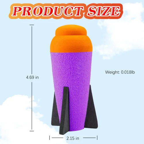 Vista 6 de Aevdor Paquete de 12 repuestos de mega misiles para lanzadores Nerf seleccionados, color morado Cuerpo hueco de espuma EVA, diseño de recarga