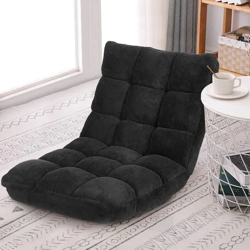 Vista 14 de FANTASK Sofá de suelo de 14 posiciones, silla plegable de espuma viscoelástica con cómodos cojines y marco de acero de estudio, sofá de piso